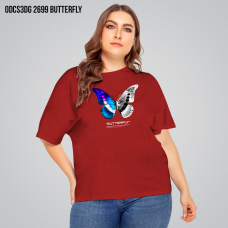 Kaos Oversize Wanita ODCS3DG2699 BUTTERFLY